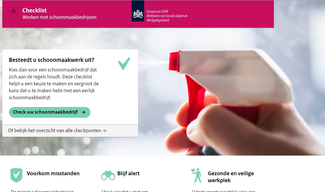 Checklist 'Werken met een schoonmaakbedrijf'